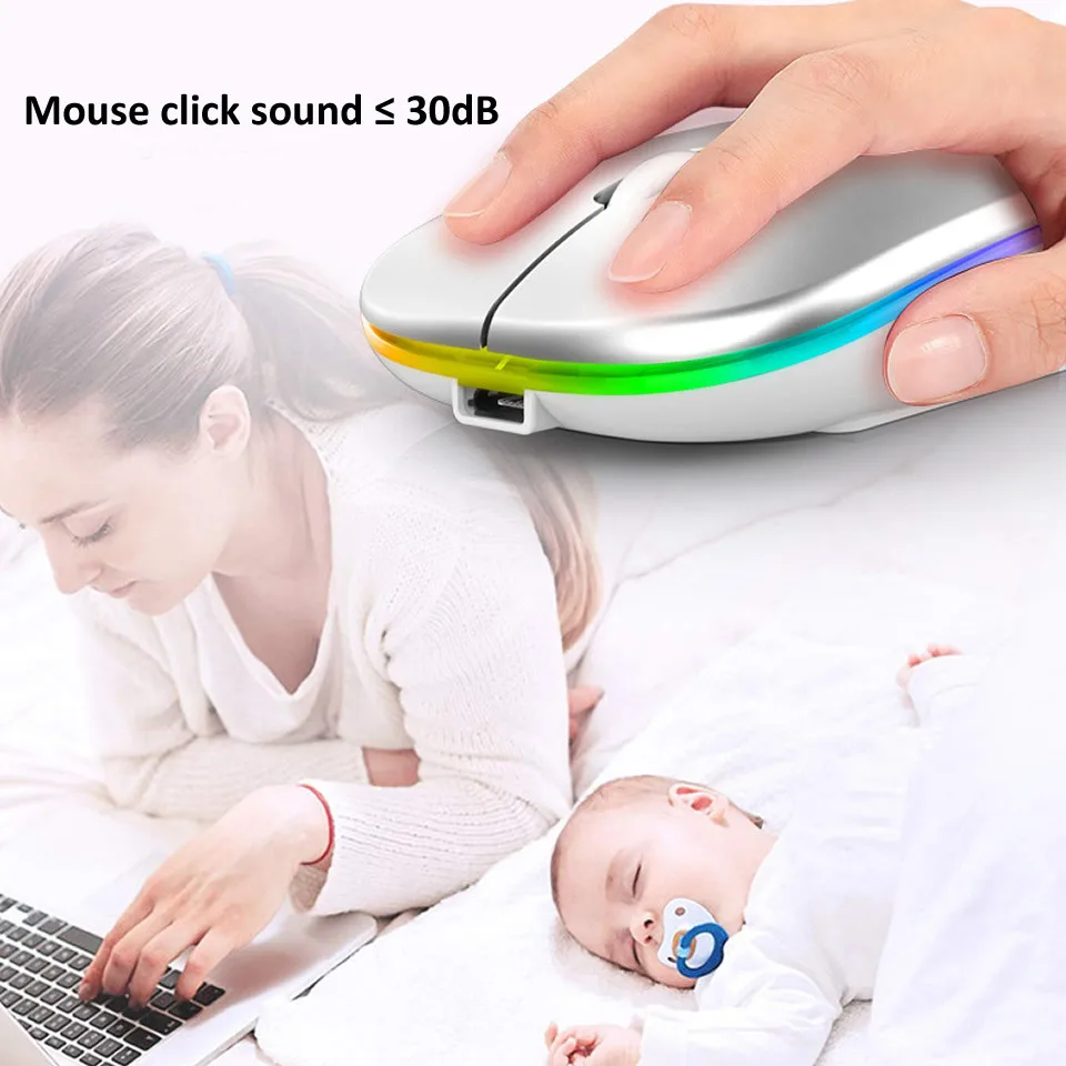 Беспроводная компьютерная мышь совместимая с Bluetooth RGB для ноутбука ПК Macbook Air M1 со
