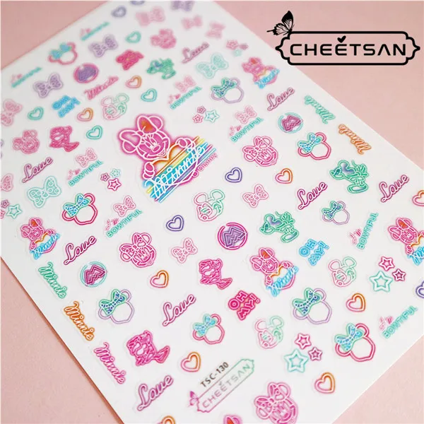 TSC серия большой размер Tsc-130 неоновая мышь стикеры 3D на ногти nail Art Наклейка cheetsan бренд шаблон diy Инструменты для ногтей украшения - Цвет: TSC-130