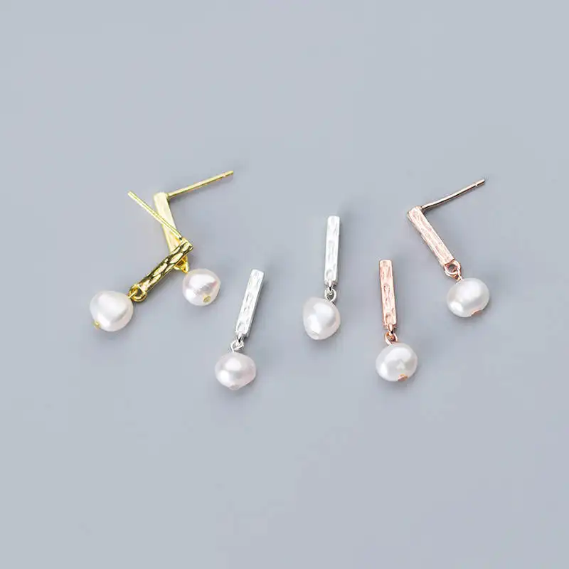 

PONYKISS Office S925 Sterling Silver irregular Natural pearl Stud Earrings Women Party Delicate Jewelry Minimlist Accessories