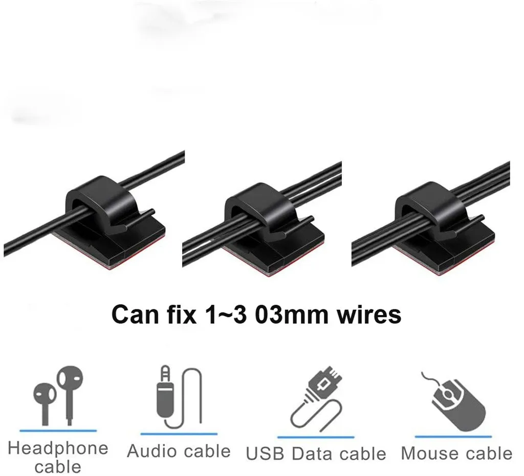 

50Pcs Cable Clips Self Adhesive Cord Management Cable Clips Self Adhesive Cord Management Black Wire Holder Organizer Clamp