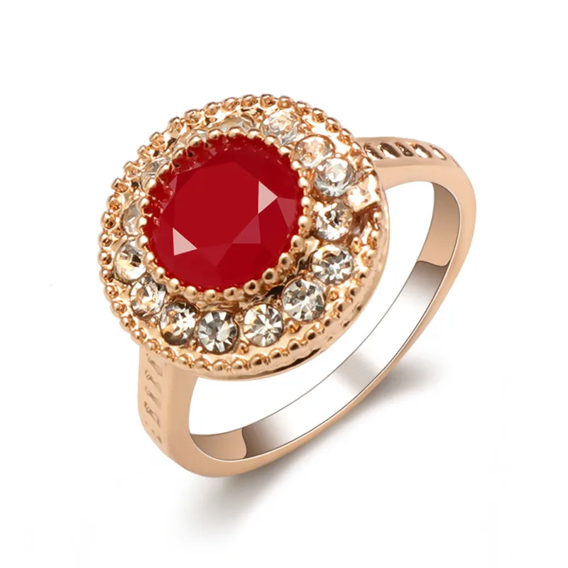 Новое роскошное красное большое кольцо с кристаллами для женщин обручальное