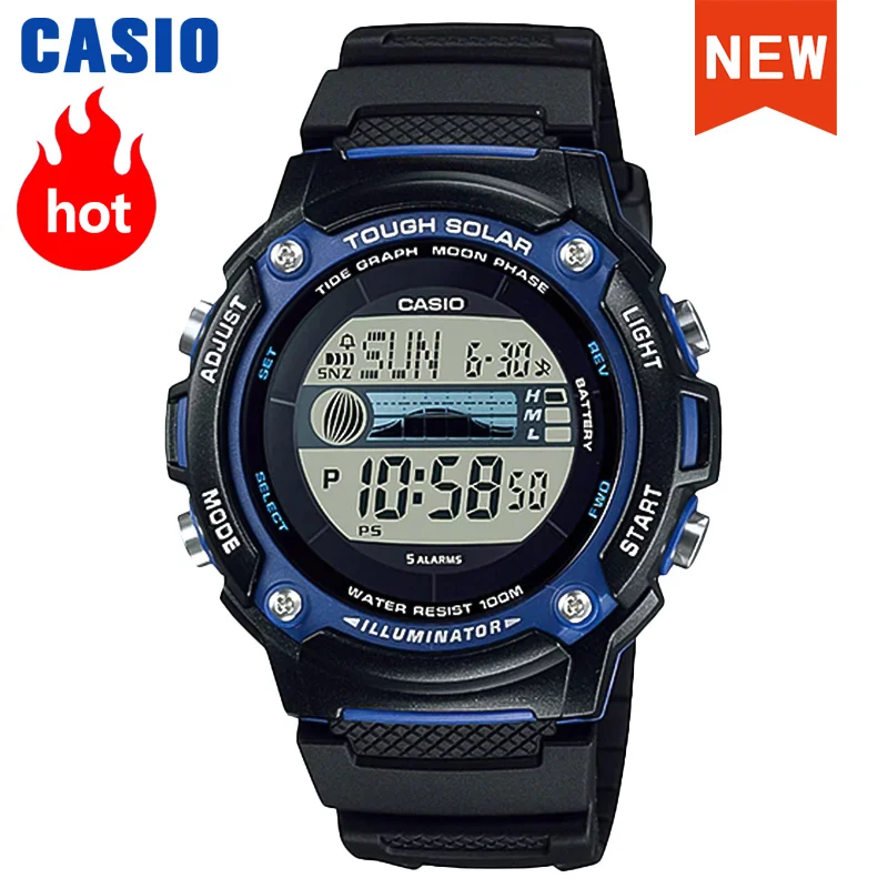 

Casio watch men Moon Data and Tide Graph Display luxury military LED digital Quartz Sport Solar Power men watch W-S210H-1 часы
