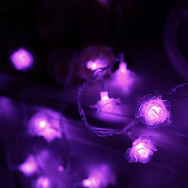 Светодиодная гирлянда с цветами розы на батарейках AA уличные гирлянды для