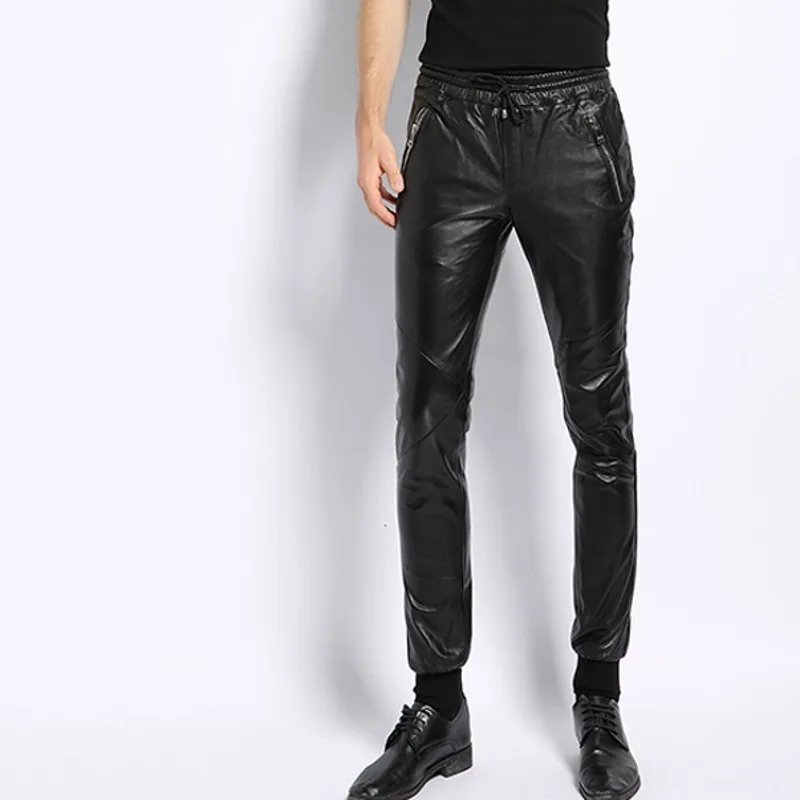 Мужские брюки из натуральной кожи 2020 осенние корейские новые Модные