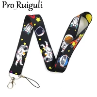 universe moon astronaut lanyard badge id lanyards mobile phone rope key lanyard neck straps accessories couple decorations
