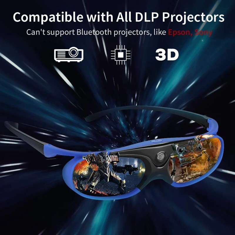 2 шт. активная затвор очки DLP-Link 3D USB перезаряжаемые для DLP LINK Проекторы совместимы