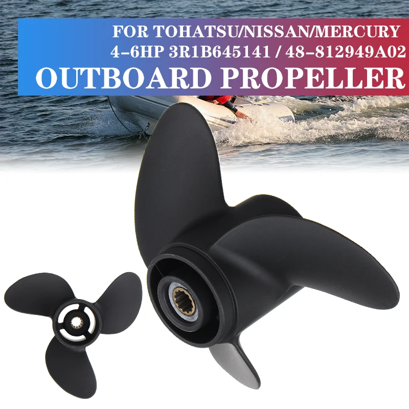 

7.8 x 7 Boat Propeller For Tohatsu Nissan Mercury 4-6HP Aluminum Alloy Marine Outboard Propeller 3R1B645141 / 48-812949A02