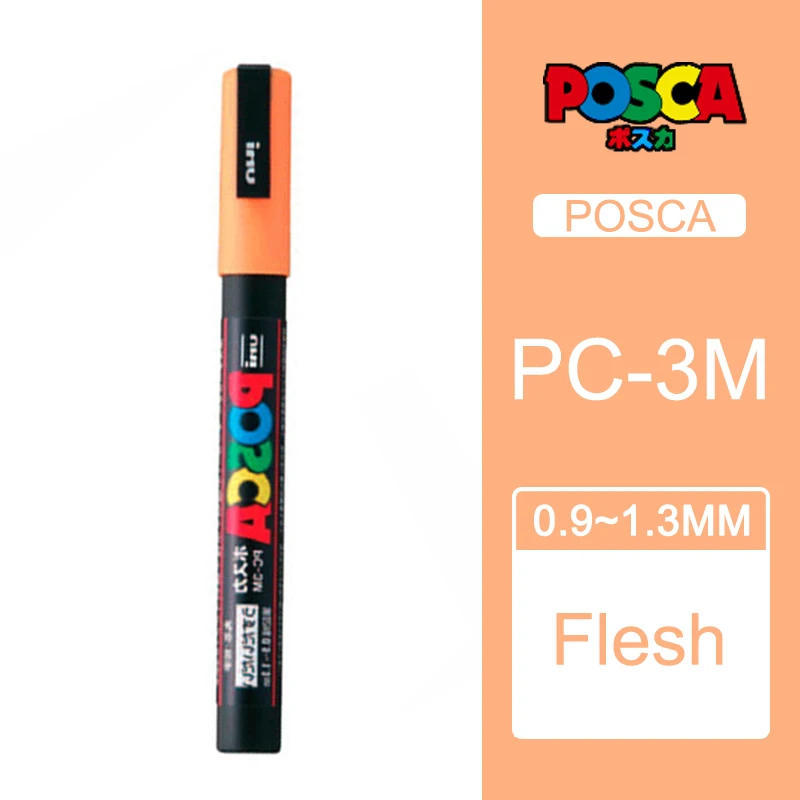 1 шт., одношариковые, Posca, PC-3M, средние маркерные ручки, постер, рекламная ручка, ФНЕ, слово, водяной знак - Цвет: Flesh