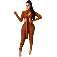 sexy 2 piece sets womens outfits winter fall festival clothing elegant crop tops and bodycon pants set matching sets for women