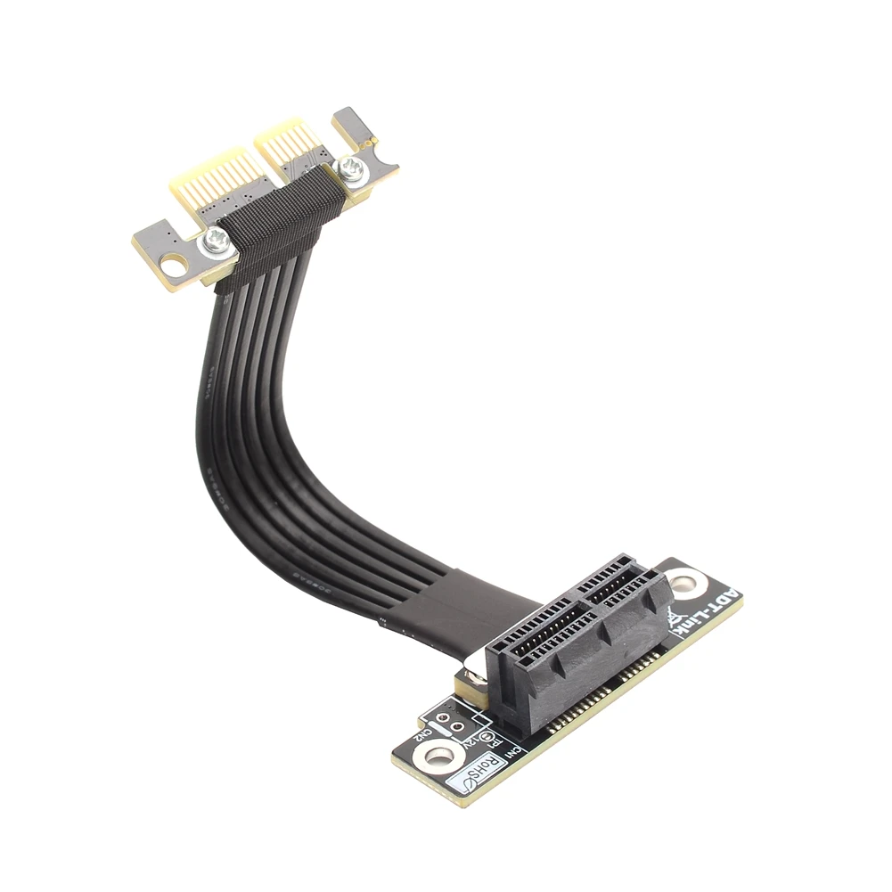 Кабель расширения PCIE 1x черный серебристый двойной 90 градусов PCI E 4 0x1 до x1 16 ГБ/Bps