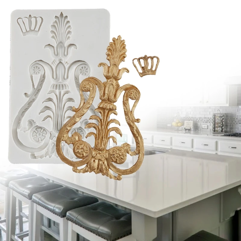 

Crown Embossed Silicone Mold for Fondant Chocolate Sugarcraft Cake Decorating Clay Making Mould DIY Baking Tool