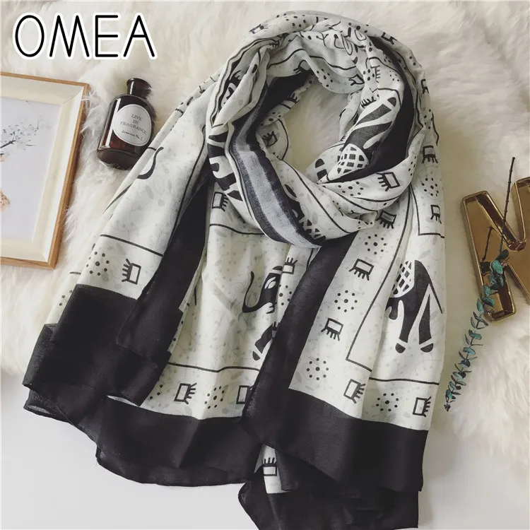 OMEA шарф для женщин пончо Осень Зима теплый шифон слон хлопковое полотно