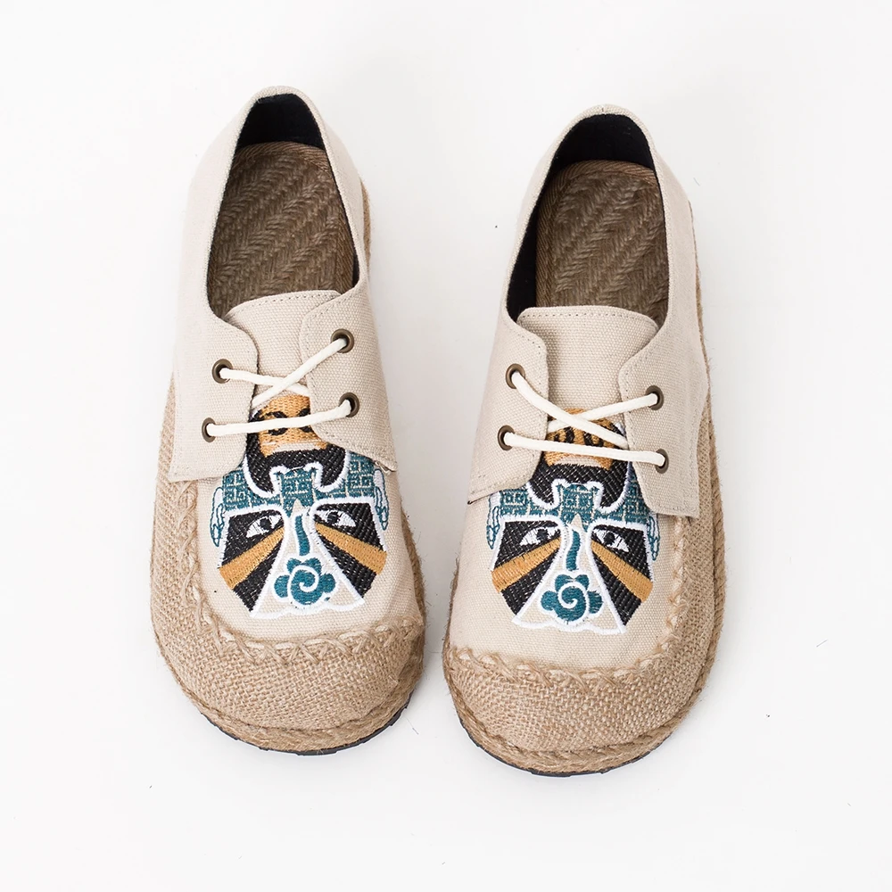 Veowalk Пекинская опера вышивка женские повседневные льняные хлопковые лоферы на