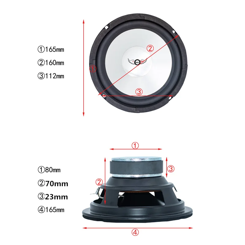 Алюминиевый конус 6 дюймов 5 дюйма 400 Вт 4 Ом серебристый компонентный комплект