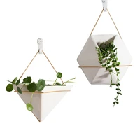 nordic style creative ins outdoor wall mounted ceramic white plant pot planters for indoor plants hanging pot decorations