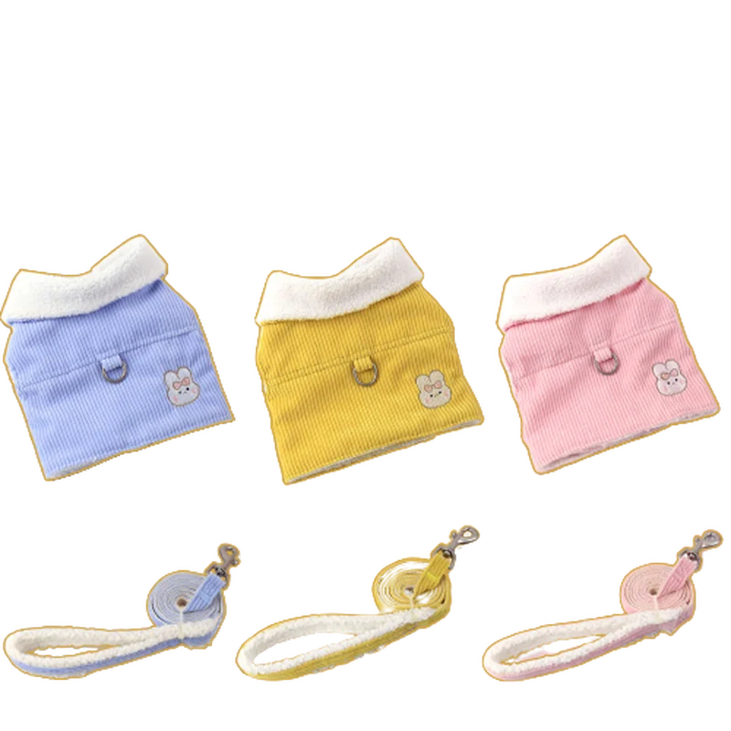 

Жилет для домашних питомцев, одежда для маленьких собак, милый кролик, Бишон, померанский теплый жилет для собак, пальто, набор поводков для ...