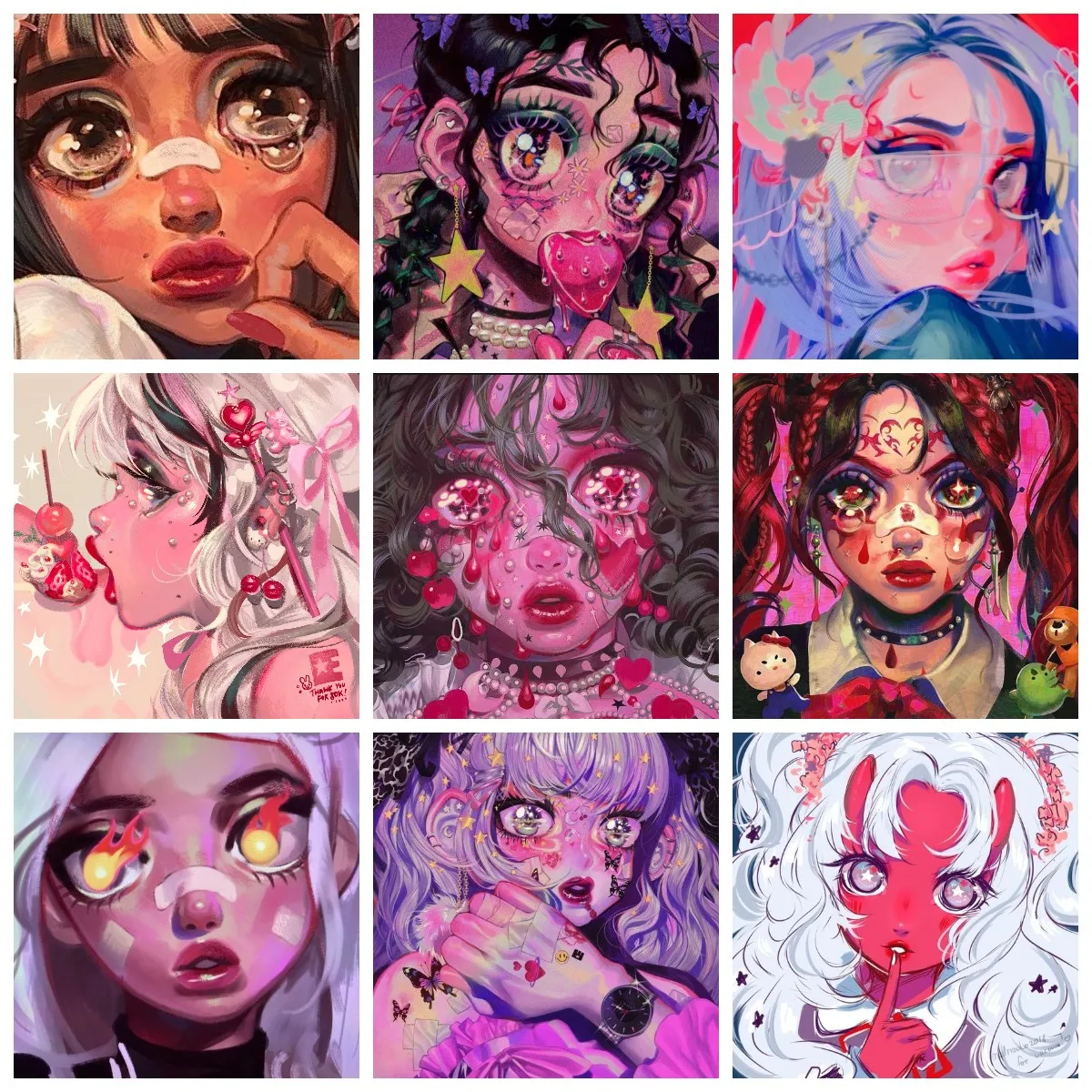 

5D Diamond Painting Cartoon Girl With Big Eyes In Harajuku Japan Diy Gifts Embroidery Rhinestone Mosaic Home Wall Decor