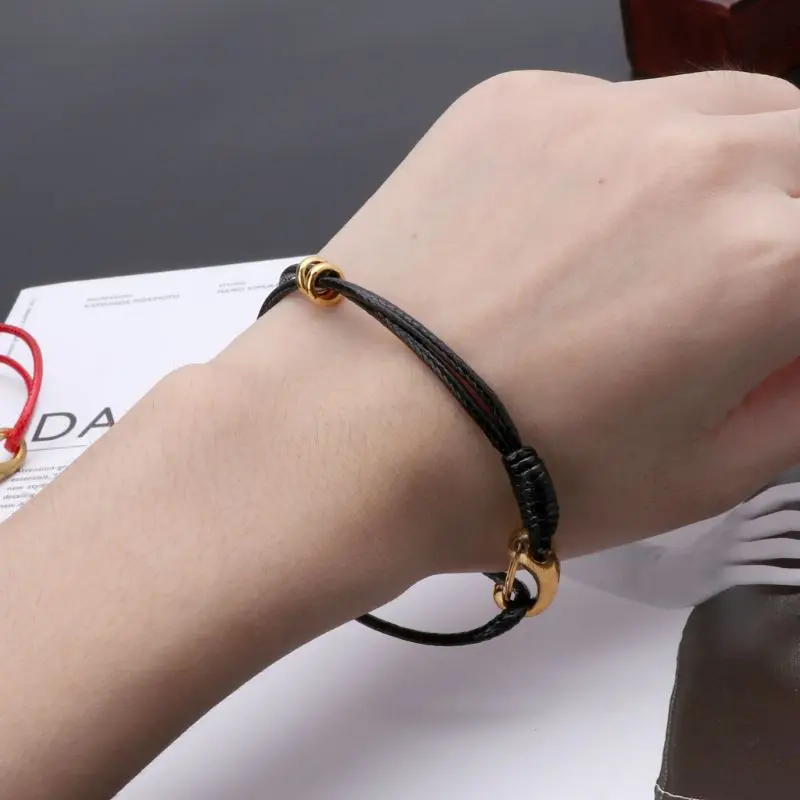 Морской металлический крюк шелковая нить браслет из восковой верёвки для мужчин