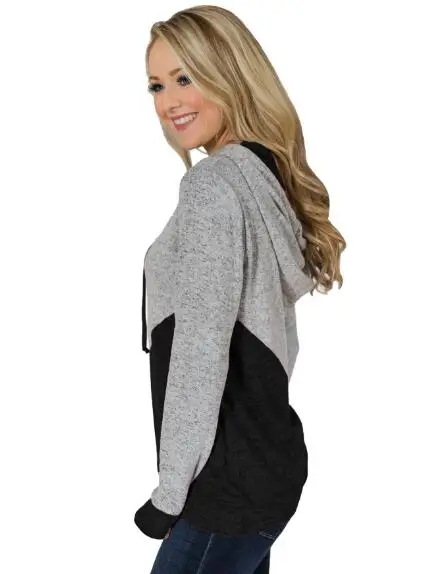 

Autumn Winter Women's Casual V Neck Loose Long Sleeve Cotton Color Stitching patchwork Blouses women Rupa female