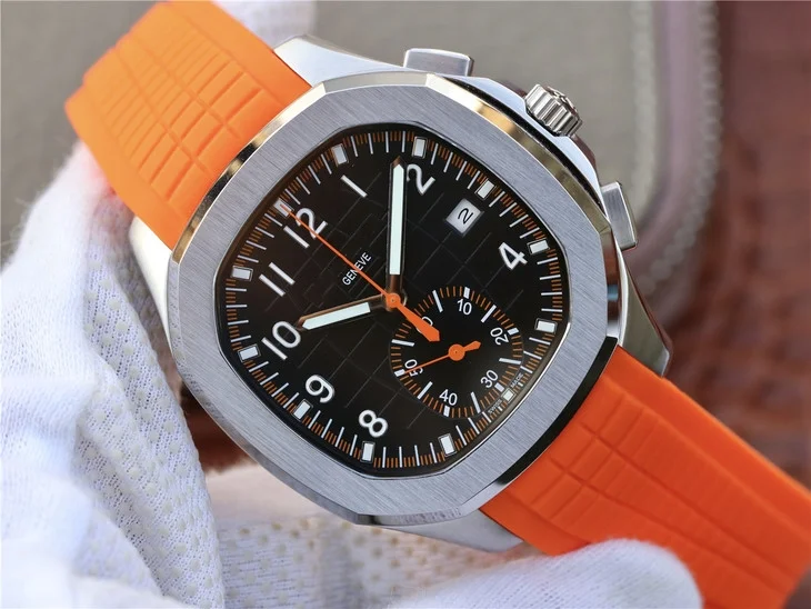Günstig Replik Männer Uhren Patk Philippe 5968A-001 Automatische Mechanische Chronograph Uhr Orange Mode Casual Heißer-verkauf Top-qualität