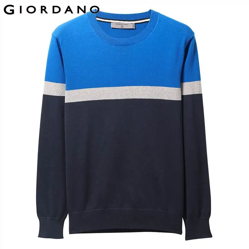 Giordano мужской джемпер с круглым вырезом под шею и длинными рукавами выполнен из