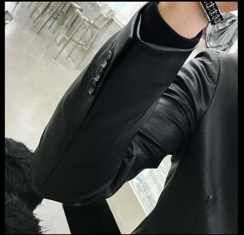 Кожаный Блейзер мужские костюмы весна осень мужской Куртка Мужской костюм