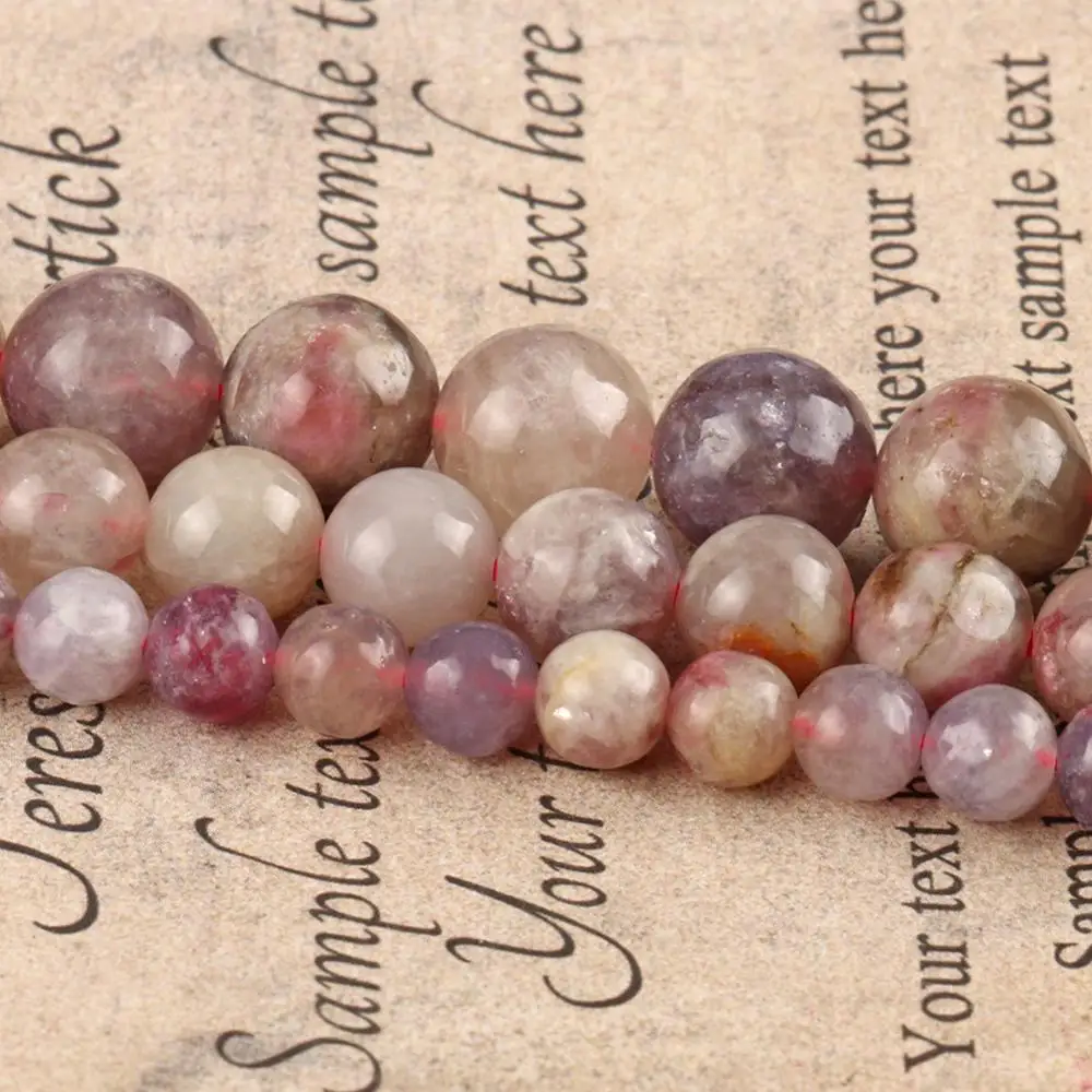 

6 8 10mm Natural Gem Mineral Beads Red Tourmaline Round Loose Spacer Beads For Jewelry Making Diy Bracelet Accessories 15''Inch