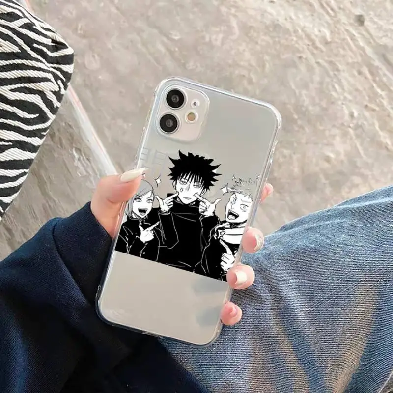 

Japanese Anime Jujutsu Kaisen Phone Case Transparent for Clear iPhone case 11 12 mini pro XS MAX 8 7 6 6S Plus X 5S SE 2020 XR