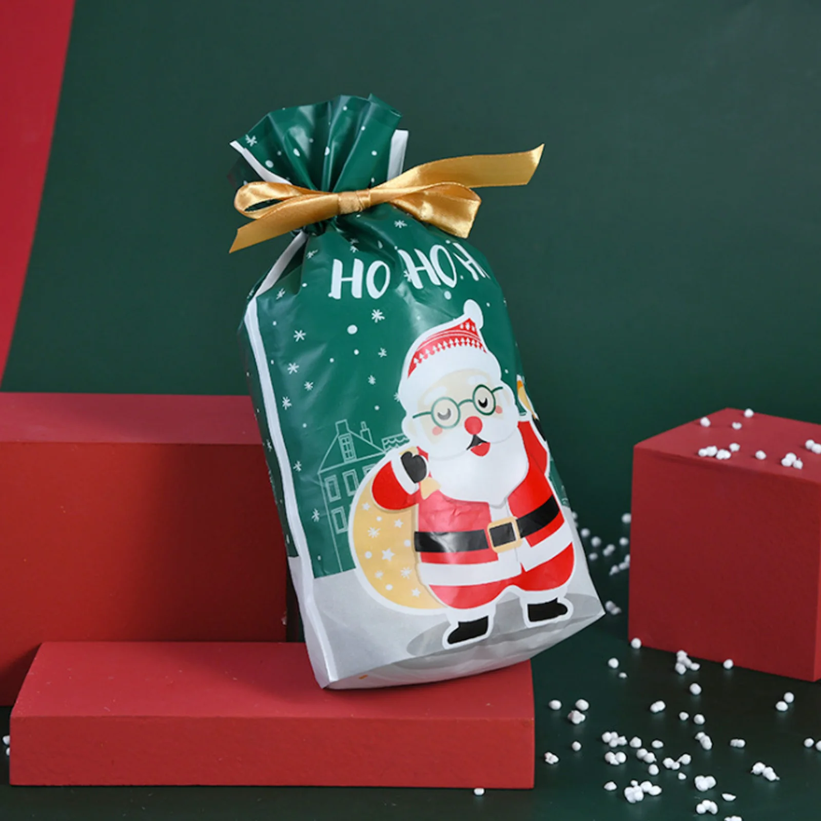 

50 шт., свежий мешочек для конфет, снежинки, сумка на шнурке, Рождественская посуда, украшения для дома, новый год 2022