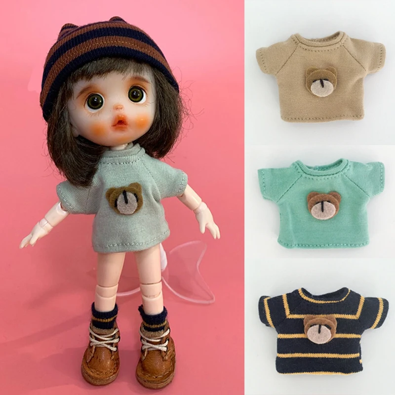 Новая кукольная одежда футболка с милым мультяшным медведем или длинным рукавом