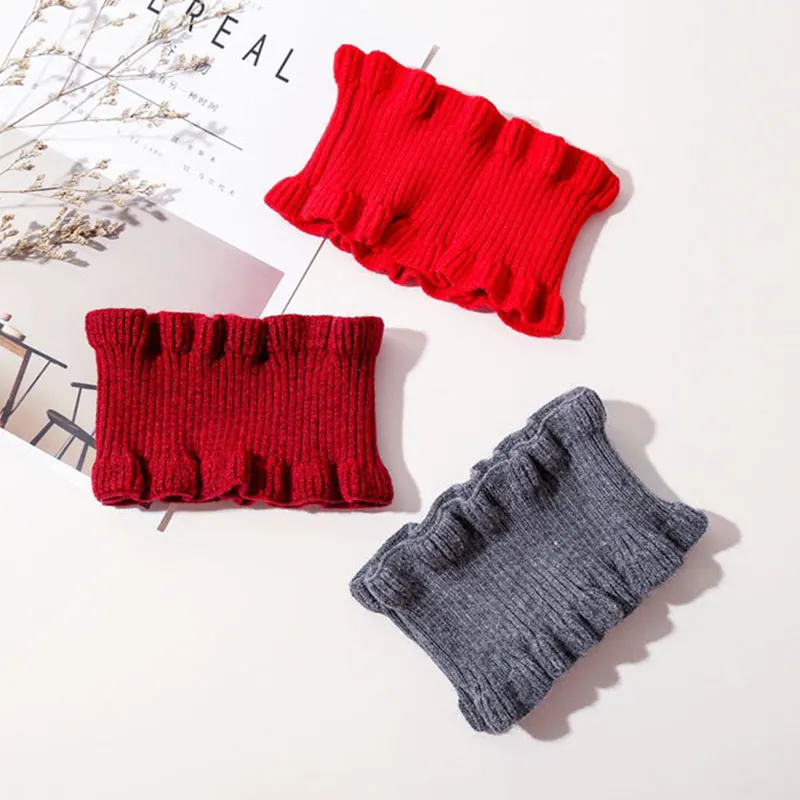 

New 1Pc Women Winter Neck Warmer Knitting Scarf Loop Solid Color Warm Scarves Headband Decor Accessories