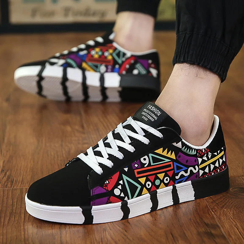 

New Men Sneakers Casual Shoes Men Lovers Printing Fashion Flat Tenis Masculino Vulcanized Shoes Zapatos De Hombre Plus Size39-44