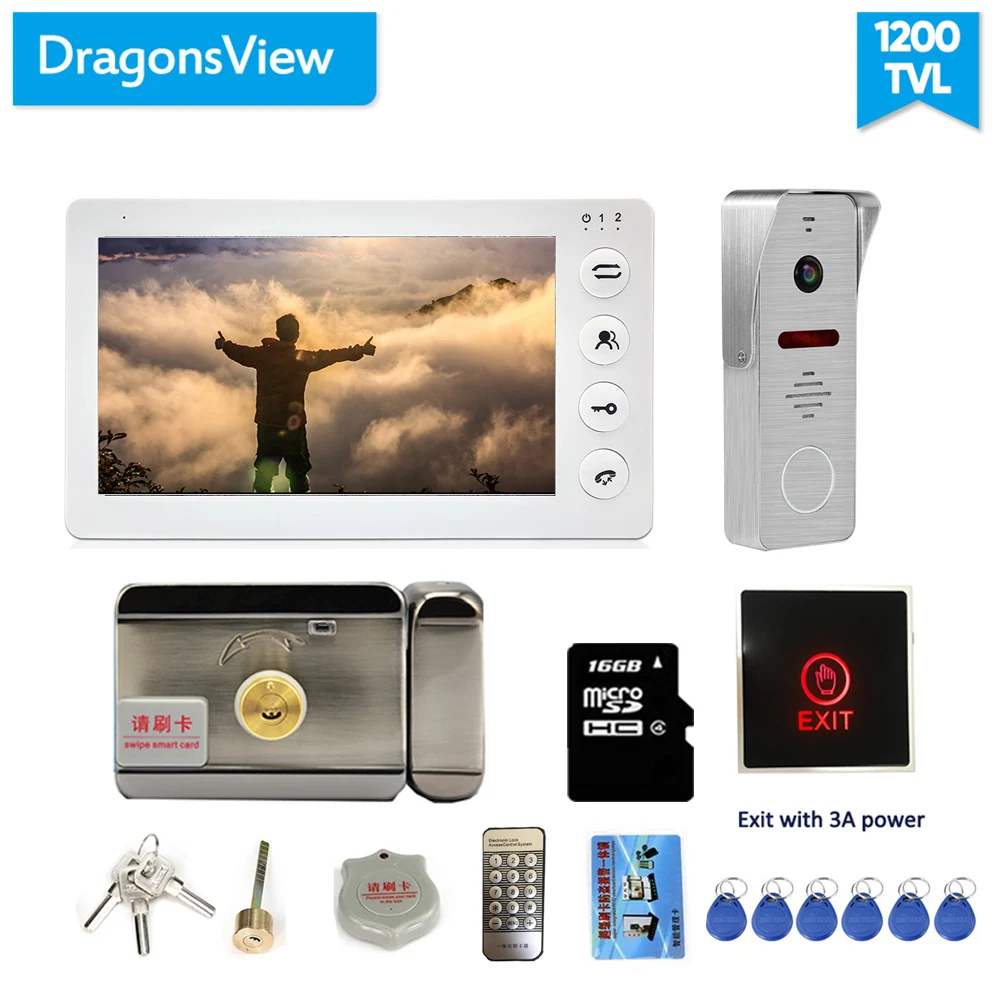 Dragonsview 7 дюймов видео домофон система с электронным замком запись движения
