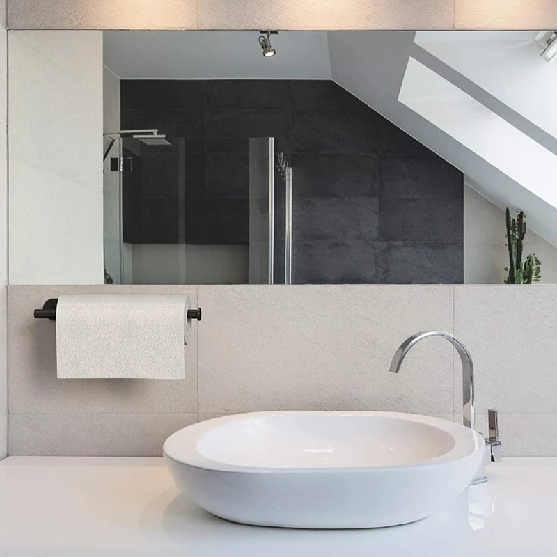 

Wall-Mounted Paper Towel Rack Under Cabinet-Self-Adhesive or Drilling, Kitchen Towel Rack Is Suitable for Kitchen