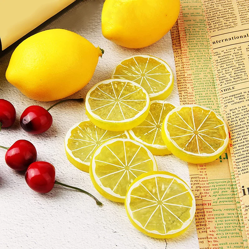 

30/60pcs 5cm Artificial Fruit Simulation Lemon Slices Christmas Fruit Ornament Kitchen Wedding Fake Lemon Decoration Supplies