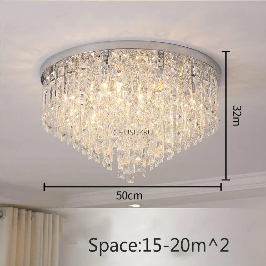 D50xH32cm Современные хрустальные люстры, светильники, подвесные люстры для гостиной, столовой, спальни, зала, ресторана, гостиничного декора - Цвет абажура: D50xH32cm