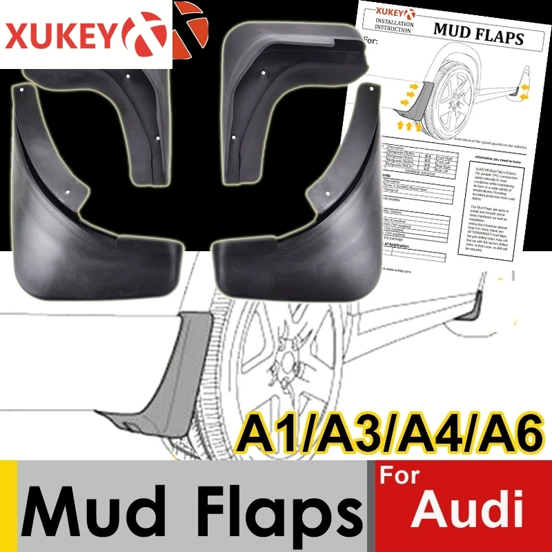 Genuine XUKEY Car Mud Flaps For Audi A3 A4 A6 (8E 8P B6 B7 C6) Mudflaps Splash Guards Mud Flap Mudguards Fender Car Accessories