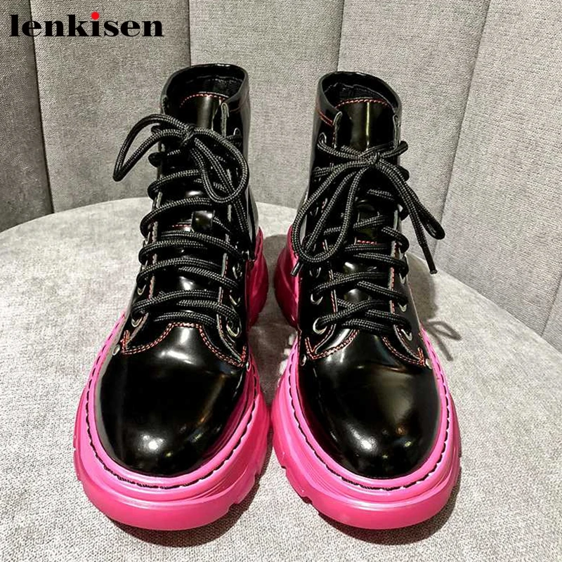 Lenkisen vitality maiden уличная одежда из натуральной кожи с круглым носком на среднем
