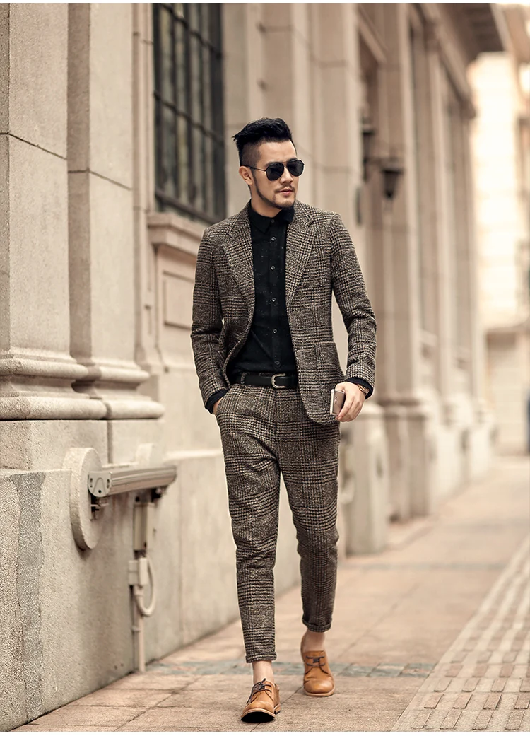 Новая Англия Стиль Весна Для мужчин Slim Fit прямые длинные Штаны мужской Повседневное в полоску Узкие повседневные штаны бизнес модные брюки K681