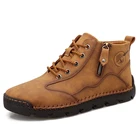 Мужские кожаные ботинки ручной работы, коричневые ботинки с высоким берцем, большие размеры, зима 2022