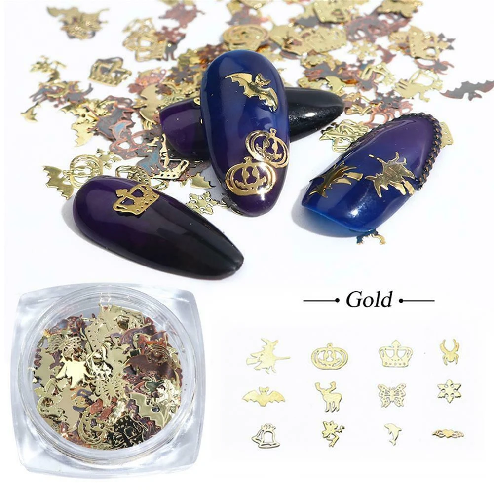 Микс Хэллоуин Сделай Сам черный золотой тыквенный узор УФ гель сплав Блестящий