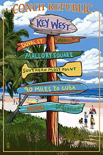 

SIGNCHAT Key West Fl Conch Republic DEST Sign Funny Metal Sign 12x16 inches