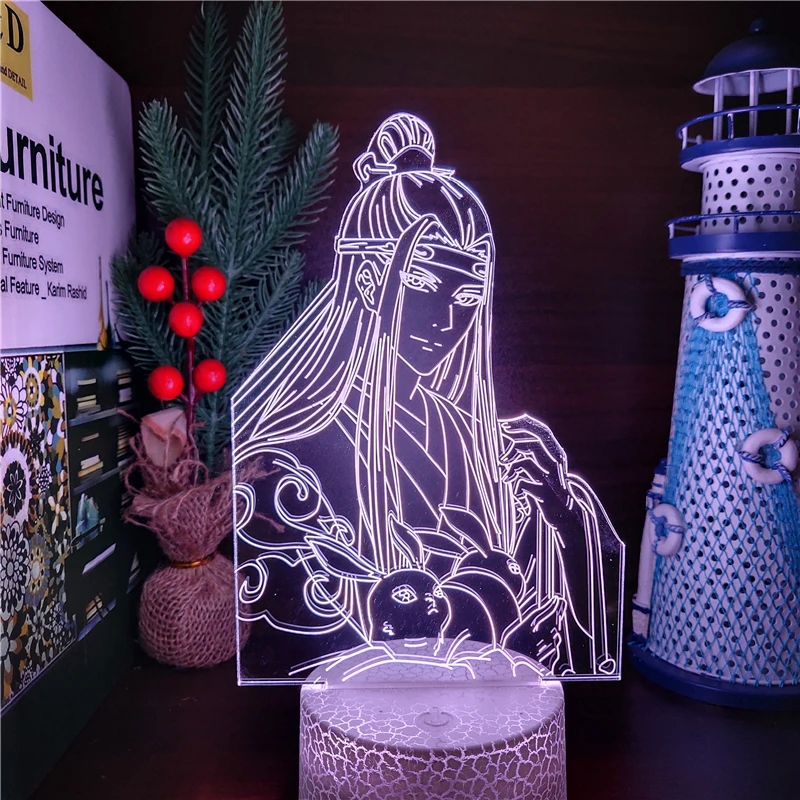 Светодиодная панель Mo Dao Zu Shi Lan Zhan аниме-фигурка 3D иллюзия светсветильник для