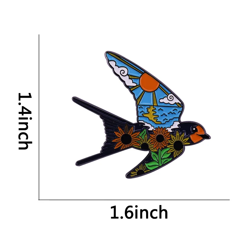 Эмалированная брошь с изображением моряка Джерри Коллинза ласточка океан солнце