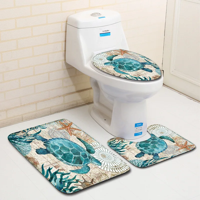 

Zeegle 3Pcs Bathroom Carpet Mats For Toilet Non-slip Doormat Bathroom Mats Washable Bath Rugs Shower Floor Mats Toilet Lid Cover