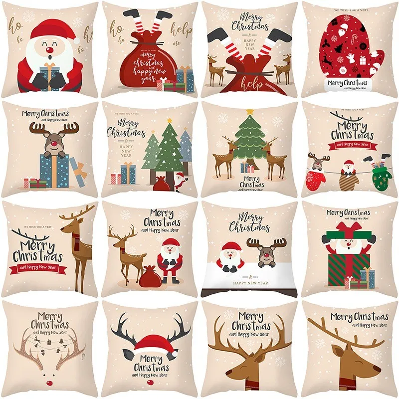 

Merry Christmas Pillowcase Elk Cushion Cover Christmas Home Decoration Pillows Cover Sofa Cover Cushion Christmas Gift Pillows