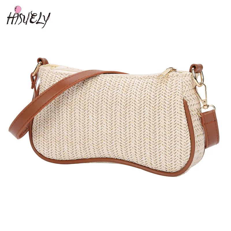 

Ladies shoulder bag 2023 new simple straw woven bag fashion all-match underarm bag solid color texture casual women's bag