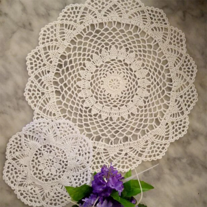 

2Size New 2023 Cotton Placemat Cup Coaster Mug Kitchen Wedding Table Place Mat Cloth Lace Crochet Tea Coffee Doily Handmade Pad