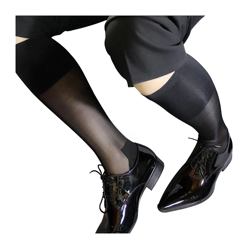 Сапоги до колена высокие шелковые мужские носки в деловом стиле прозрачная гей