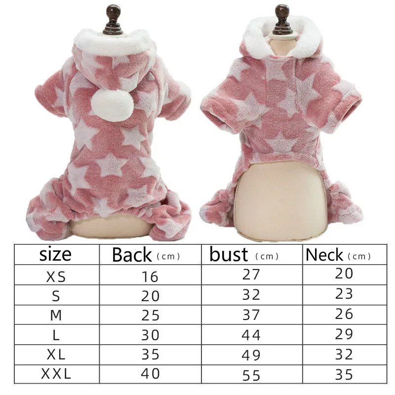 

Pet Dog Clothes, Autumn and Winter Star Four-Legged Coral Fleece Casual Dog Clothes, Warm Small and Medium-sized Dogs Clothing
